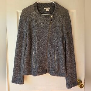 Barneys New York Women's Tweed Jacket L 100% Cotton Gray